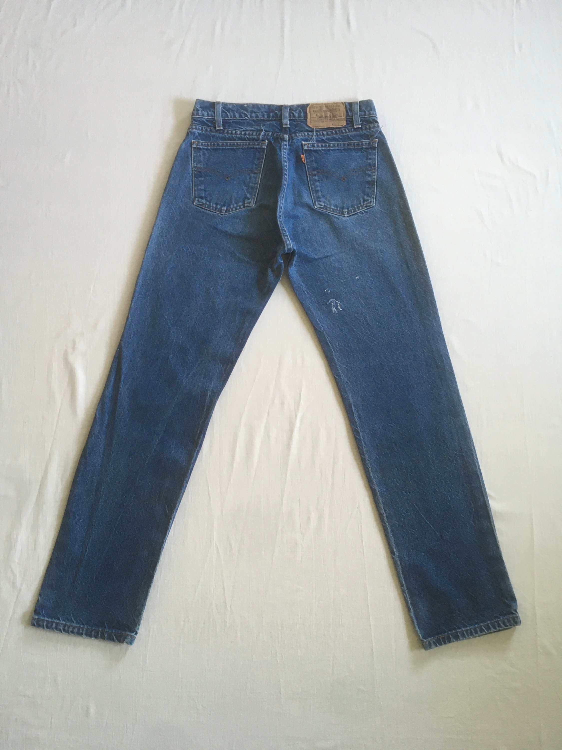 Vintage 80s Levis 505 0217 Blue Jeans Orange Tab Denim Made in Usa 
