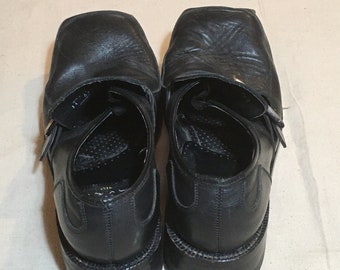 靴 MURO WELT vintage bulldog toe 90's 6640 Vintage 90s Muro welt 6632 cuir noir bulldog toe monk strap