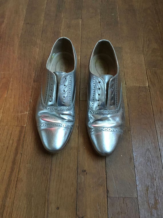 Vintage J Crew Silver Spectator Oxford Genuine Leather Lace Up Dress Shoes Made in Italy Womens Shoe Size 7