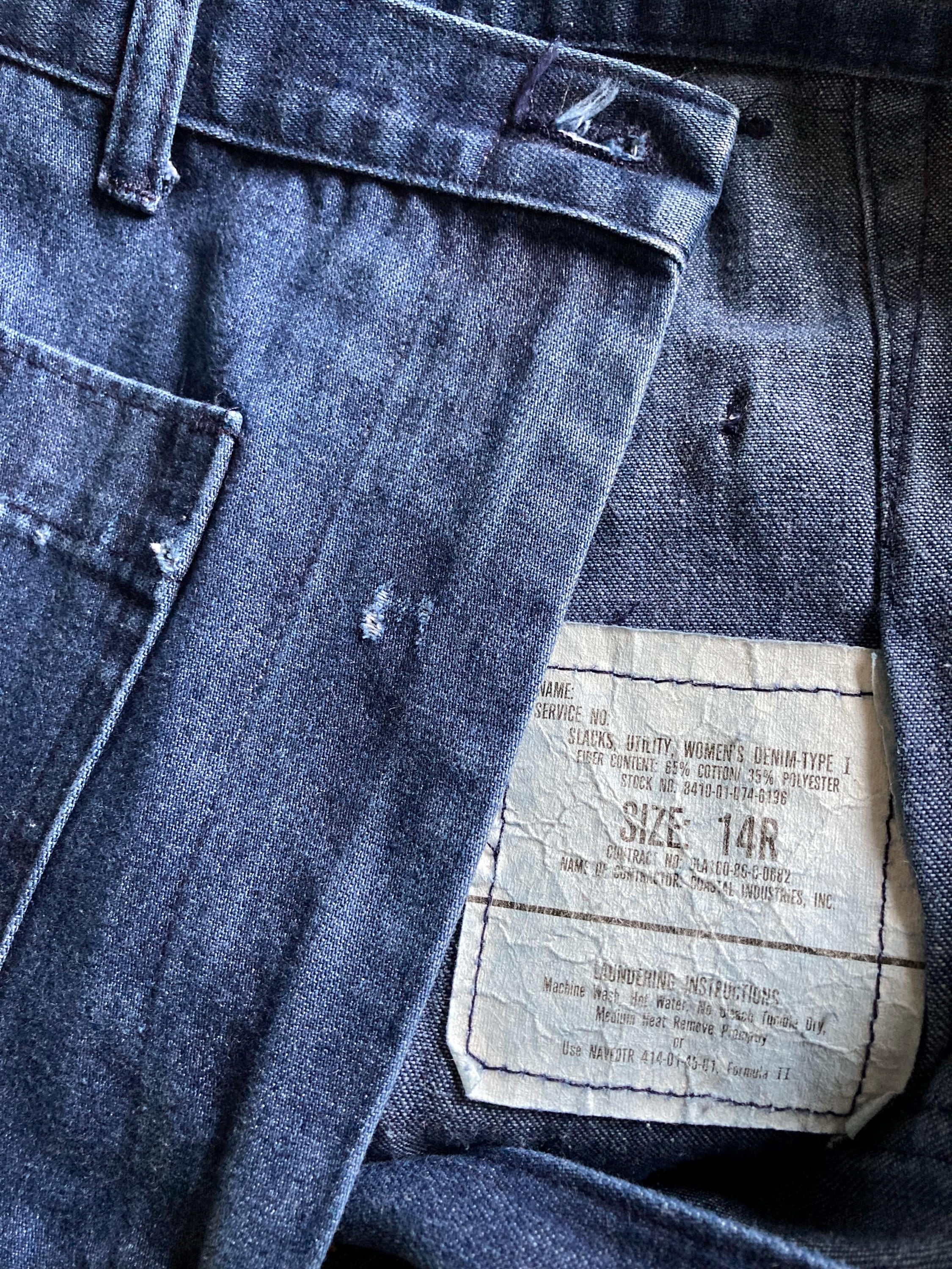 Vintage Womens Military Denim USN Dungarees 28 X 29 Type 1 Slacks