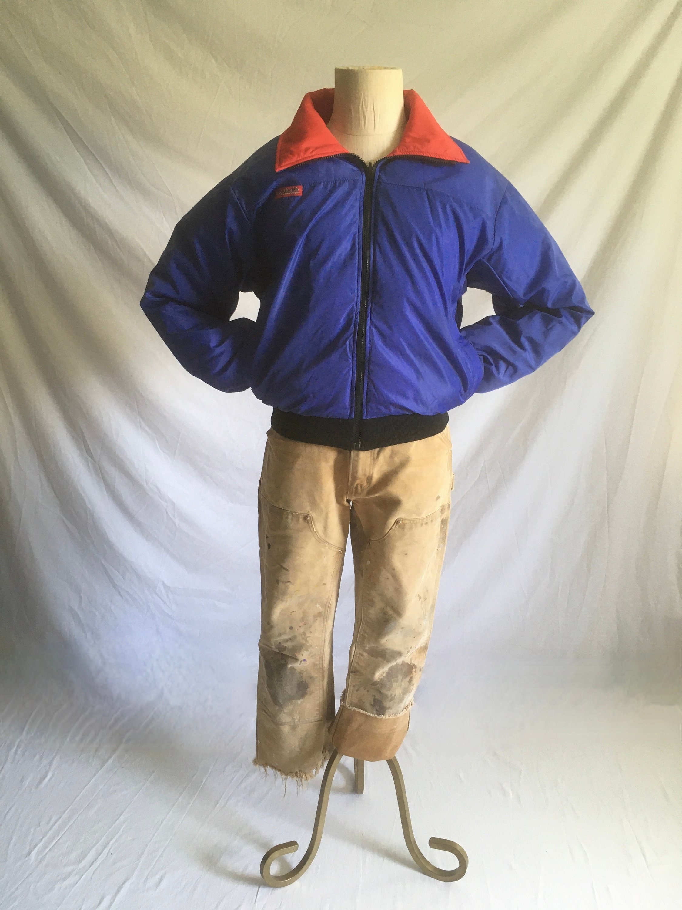 Vintage 90s Reversible Down Puffer Jacket Bomber Columbia
