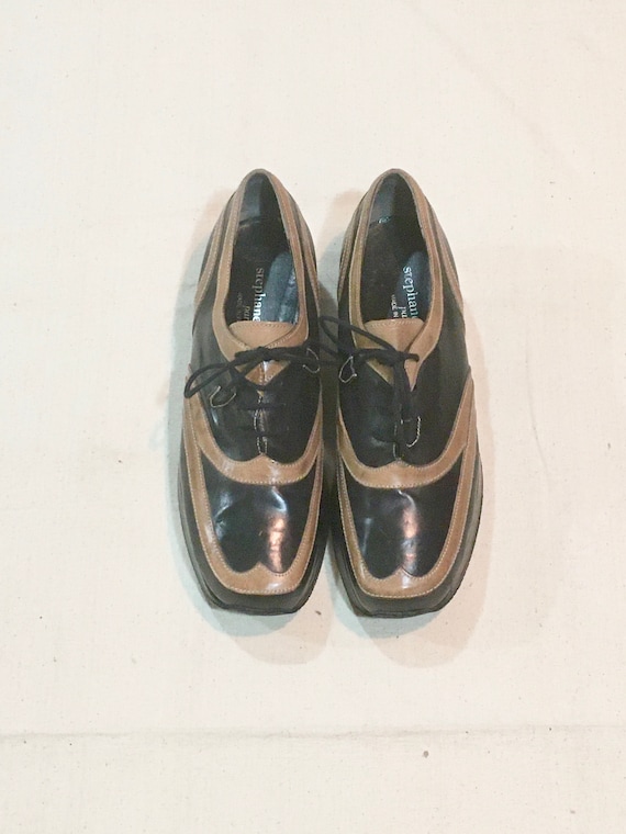 Vintage 90s Stephane Kélian Paris Platform Two Tone Leather  display picture 1