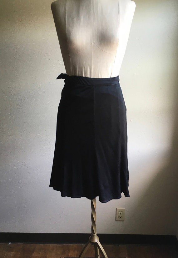 vintage 80s express black acetate silky wrap skir… - image 1