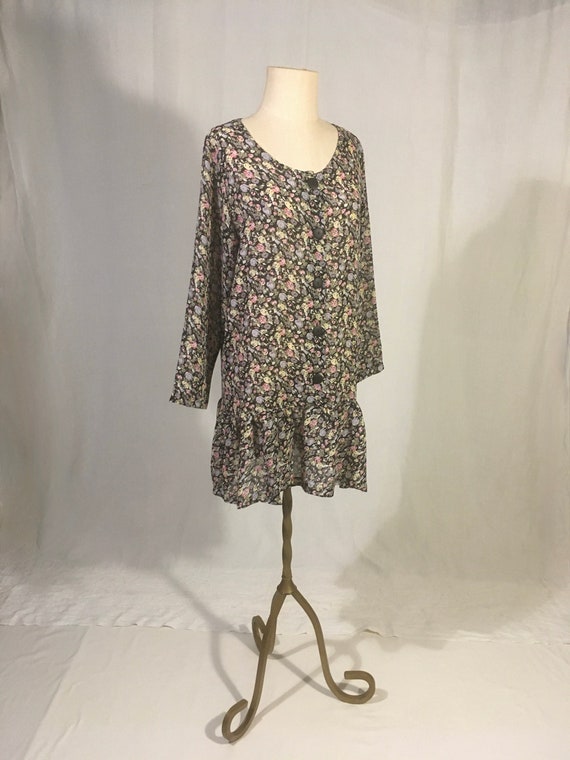 vintage 90s express floral floral see through dro… - image 1