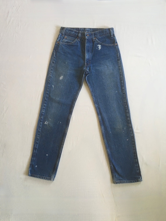 Vintage 80s Levis 505 0217 Blue Jeans Orange Tab Denim Made in Usa