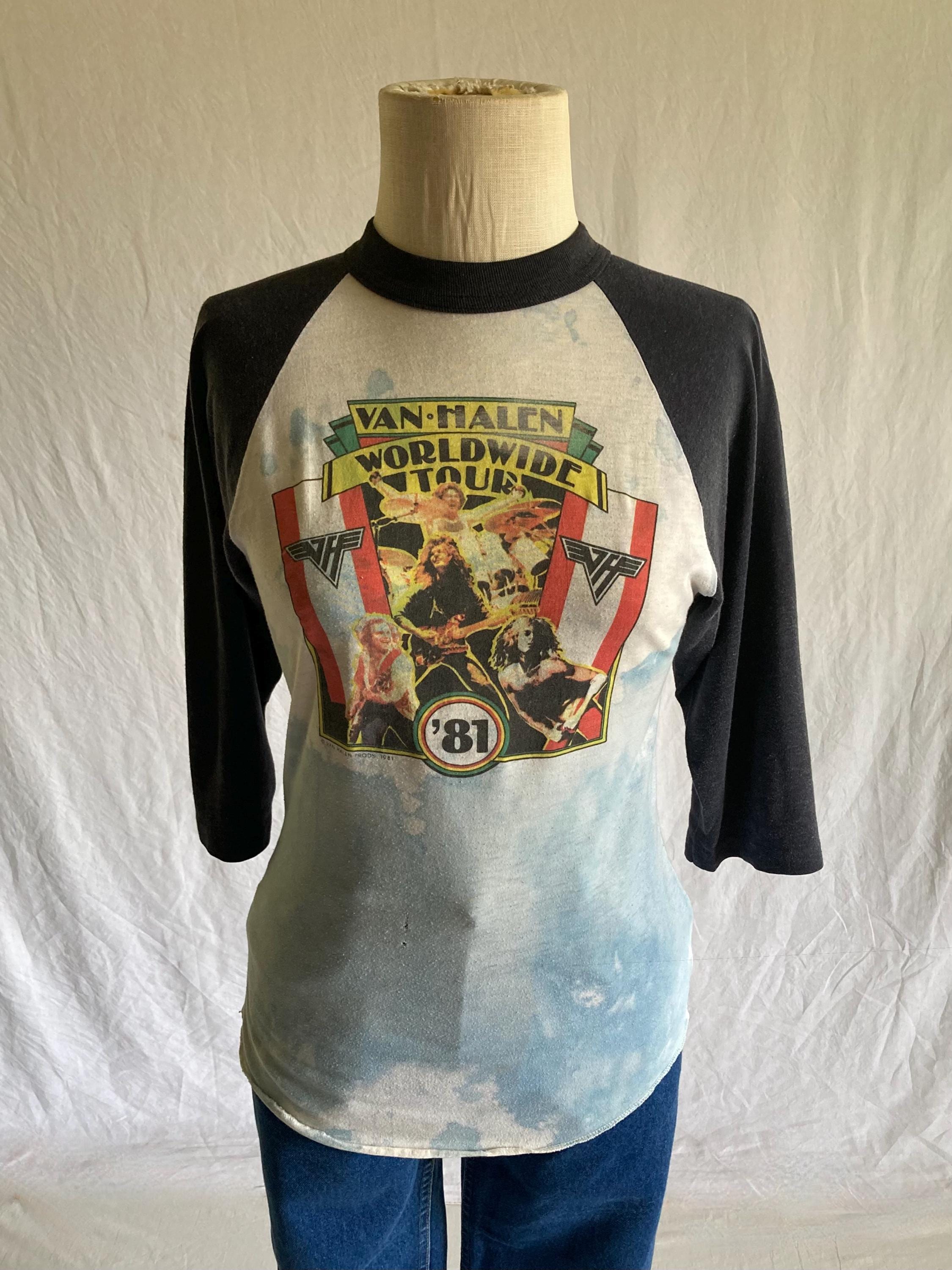 Vintage 80s Van Halen Raglan T Shirt 1981 Fair Warning World Tour