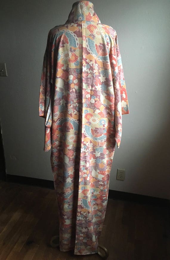 vintage traditional japanese kimono robe silk but… - image 4