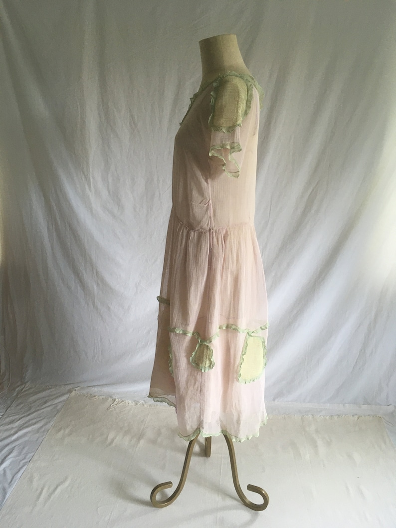 vintage 1920s drop waist purple sheer lawn dress handmade antique day dress flapper frock great gatsby art deco 20s fashion image 6