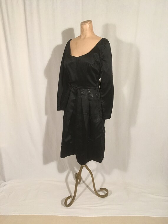 vintage 50s handmade ooak black satin side zip sl… - image 8