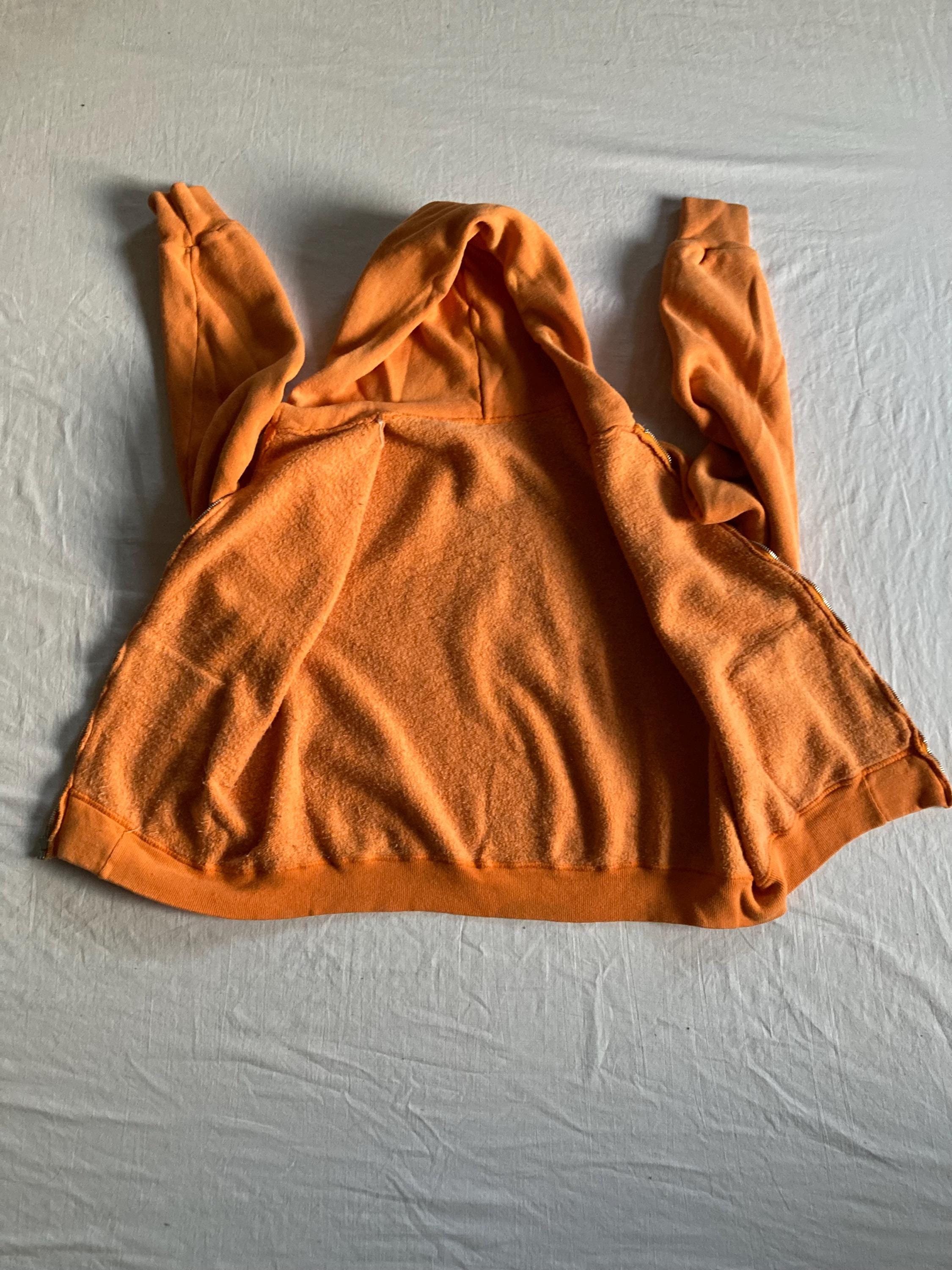 Vintage 50s 60s Hoodie Orange Zip up Sweatshirt Hooded 1950s 1960s