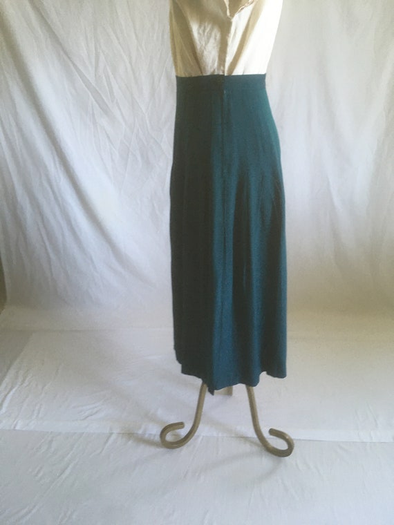 vintage 80s forest green rayon knife pleat side z… - image 6