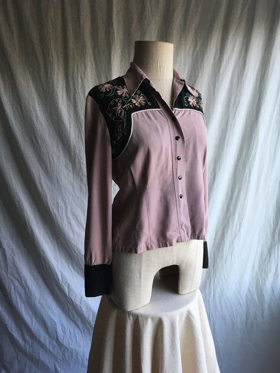 vintage 40s womens gabardine 2 tone embroidered co