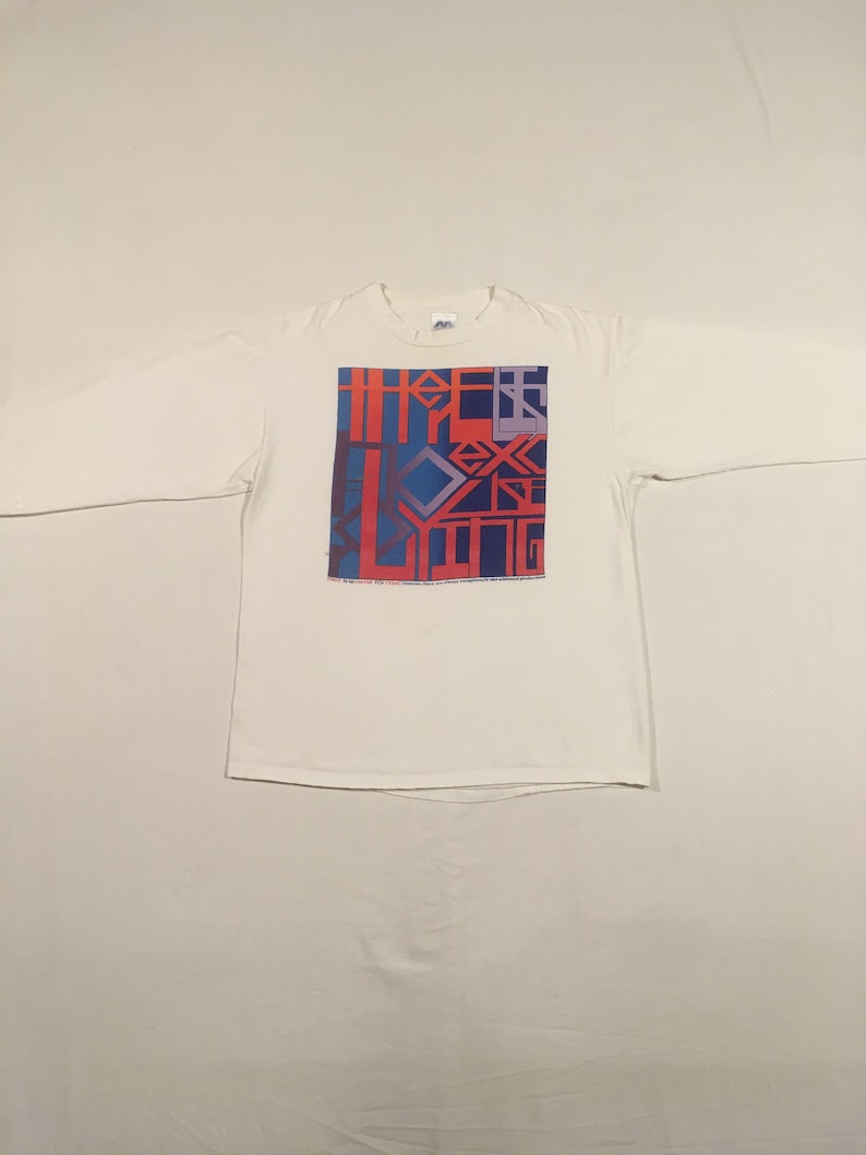 vintage jaren 80, er is geen excuus om te liegen 1984 Wildwood Productions T-shirt met lange mouwen, gemaakt in de VS afbeelding 1