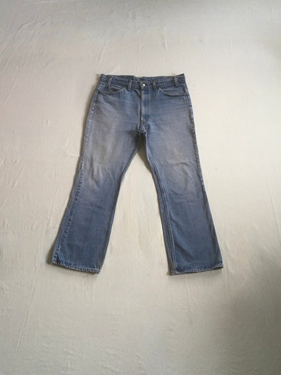 Vintage 80s Made in Usa Levis Blue Jeans 517 Orange Tab 34