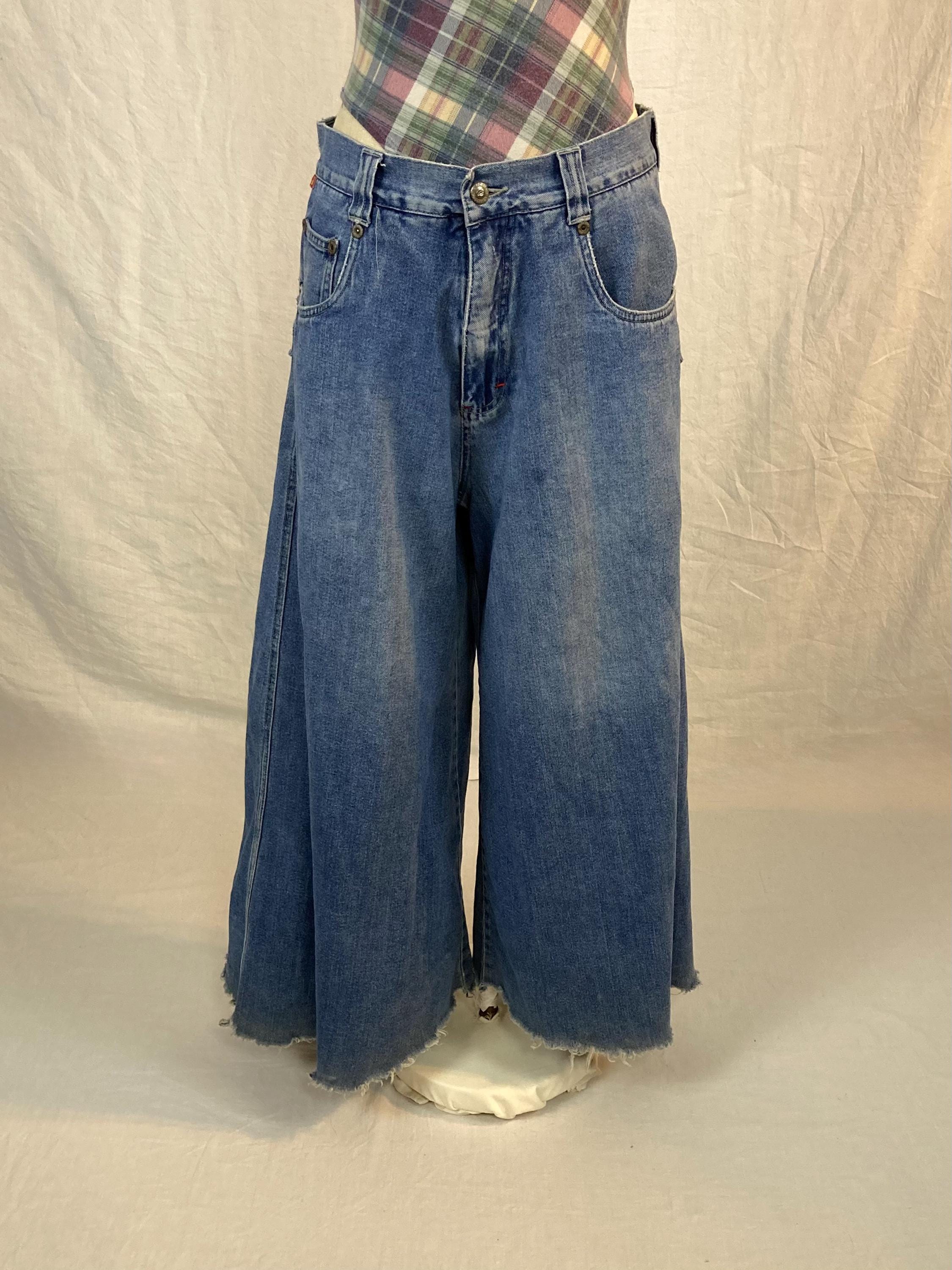 Vintage 90s Y2k Kikwear Baggy Jeans Extra Wide Leg Raw Hem 31 32 