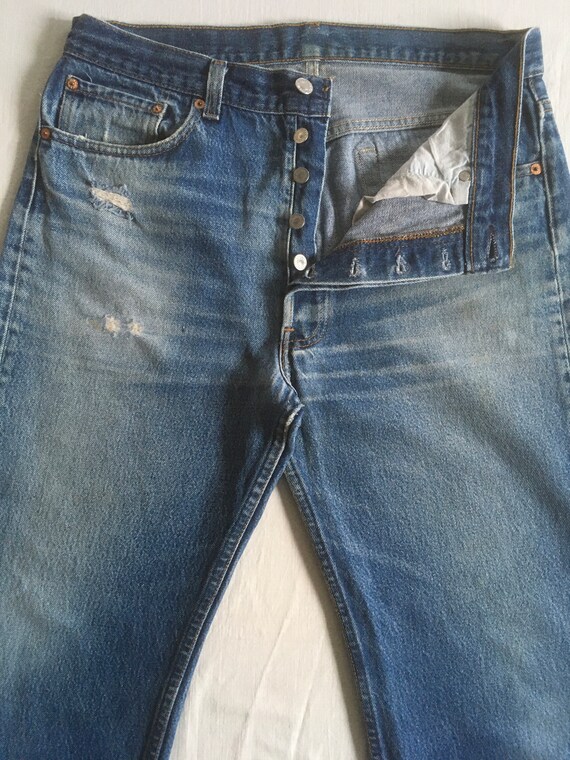 vintage 80s levis 501 blue jeans made in usa 33 x… - image 4