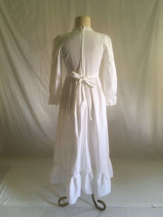 white christmas dresses 70s White Embroidered Maxi Prairie Dress, Candi Jones of California main image 0