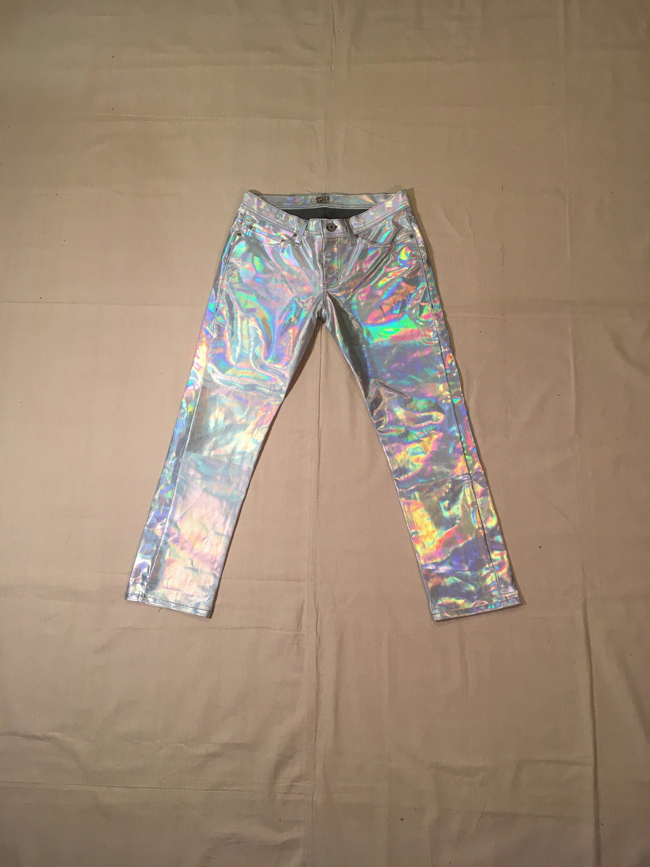Vintage Naked and Famous Denim Weird Guy Button Fly Hologram Pants 