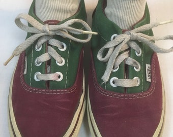 Vintage 80s Vans Skate Sneakers Made in USA Canvas Two Tone Vintage 80s Vans Skate Sneakers Made in USA Canvas Two Tone