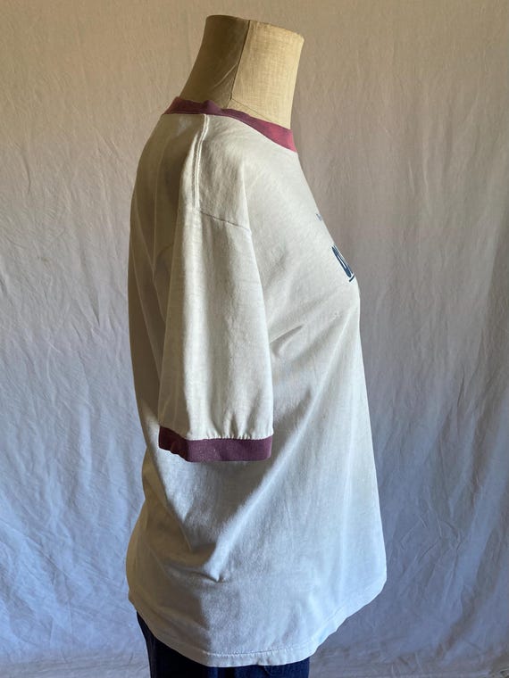 vintage distressed 80s t shirt ringer old mill run 1980 columbia daily union democrat View 5