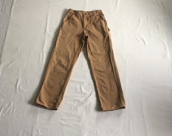vintage carhartt B11 brown duck canvas dungarees work wear pants 28 29 x 30