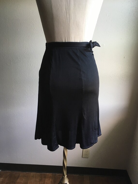 vintage 80s express black acetate silky wrap skir… - image 3