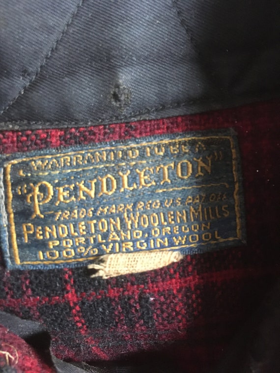 vintage 40s pendleton wool board shirt red plaid … - image 5