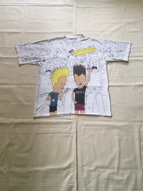 Vintage 90s 1993 Beavis Butthead Mtv All Over Print De Santis Ss