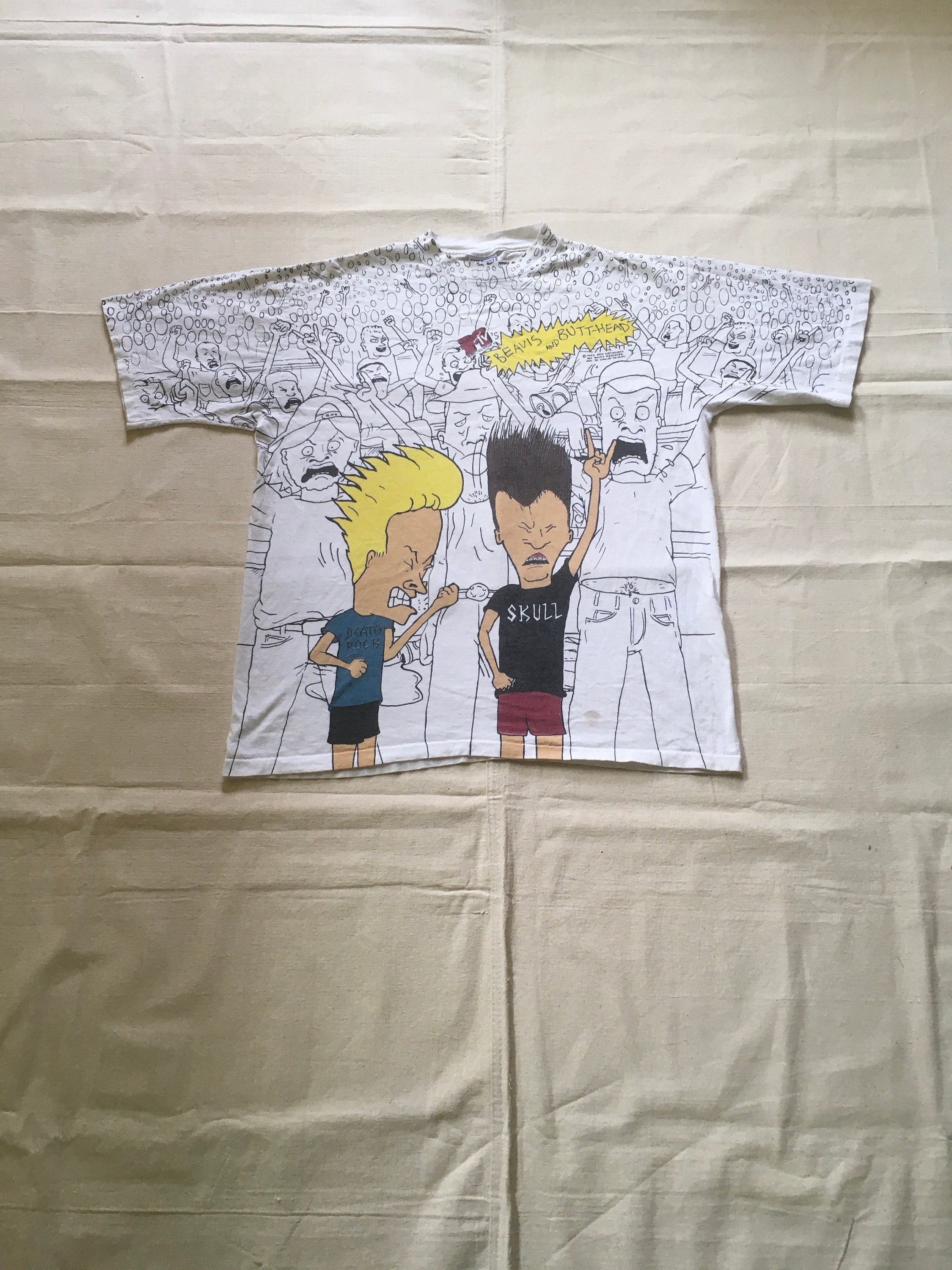 Vintage 90s 1993 Beavis Butthead Mtv All Over Print De