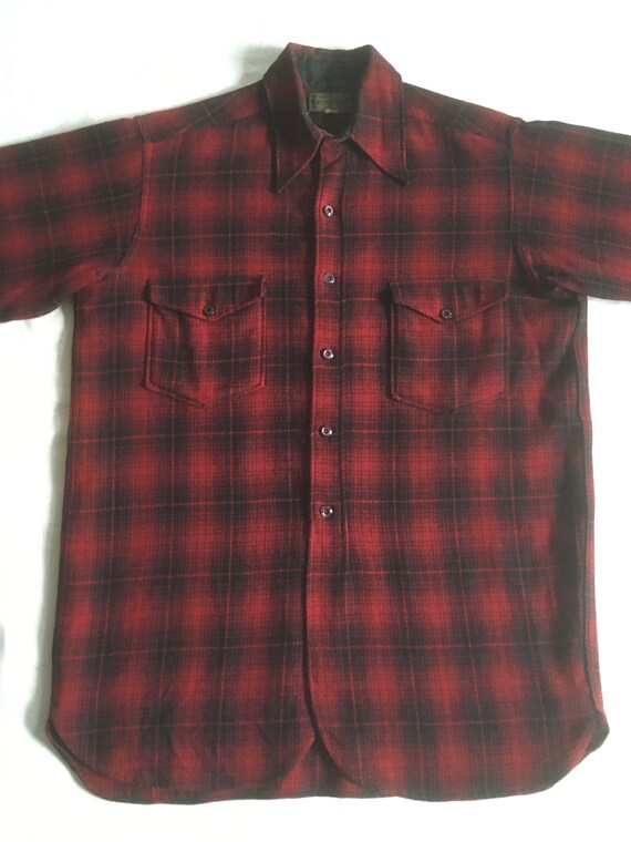 vintage 40s pendleton wool board shirt red plaid … - image 3