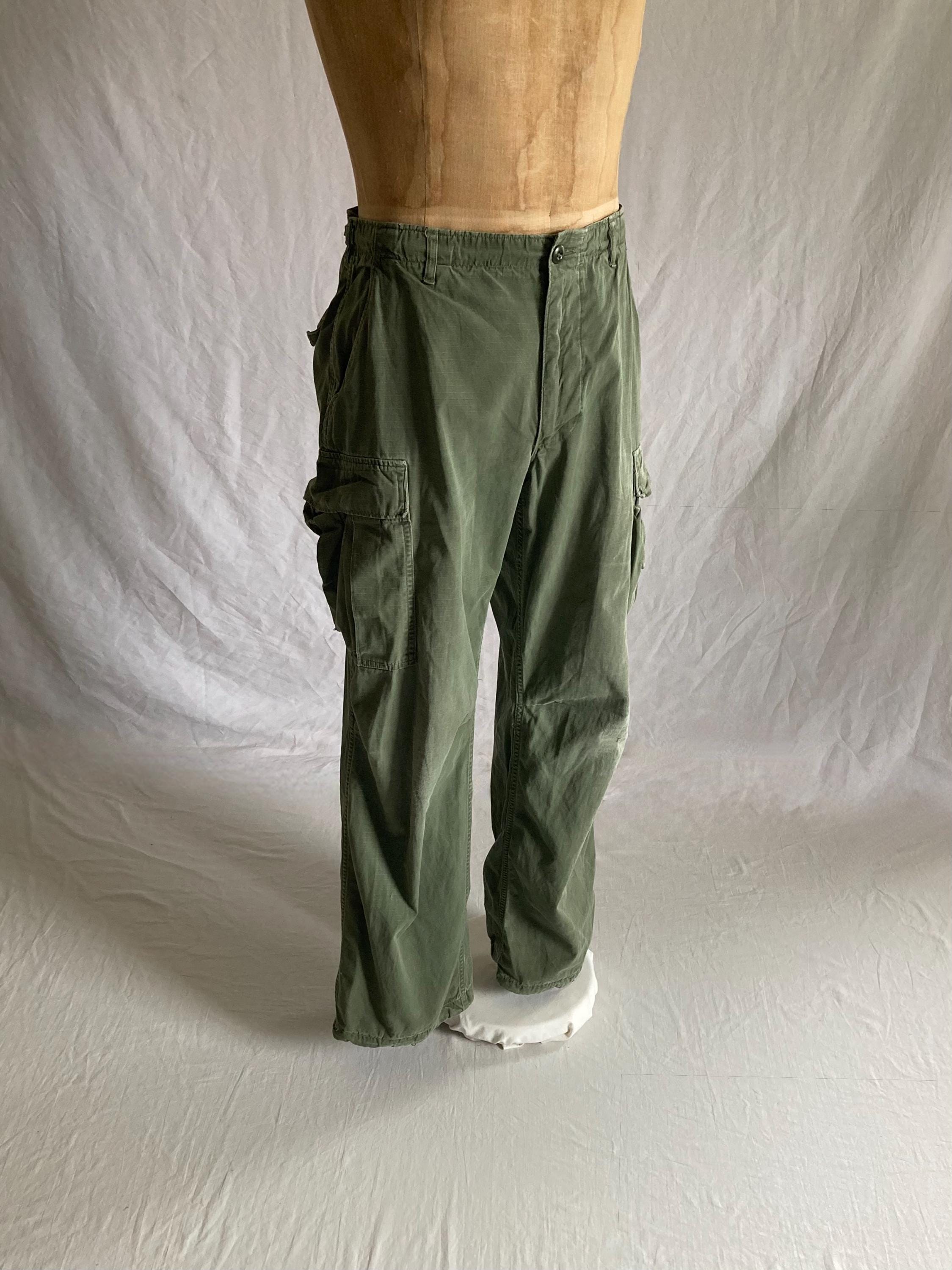 Vintage 60s OG 107 Military Green Rip Stop Poplin Cargo Pants