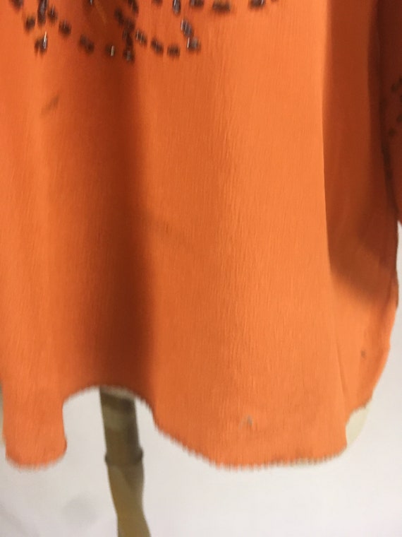 vintage 20s orange silk steel cut beaded blouse - image 9