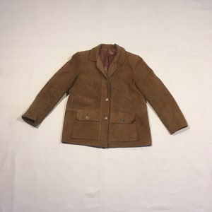 vintage années 60 femmes marron daim doux cuir casual weekender button up jacket