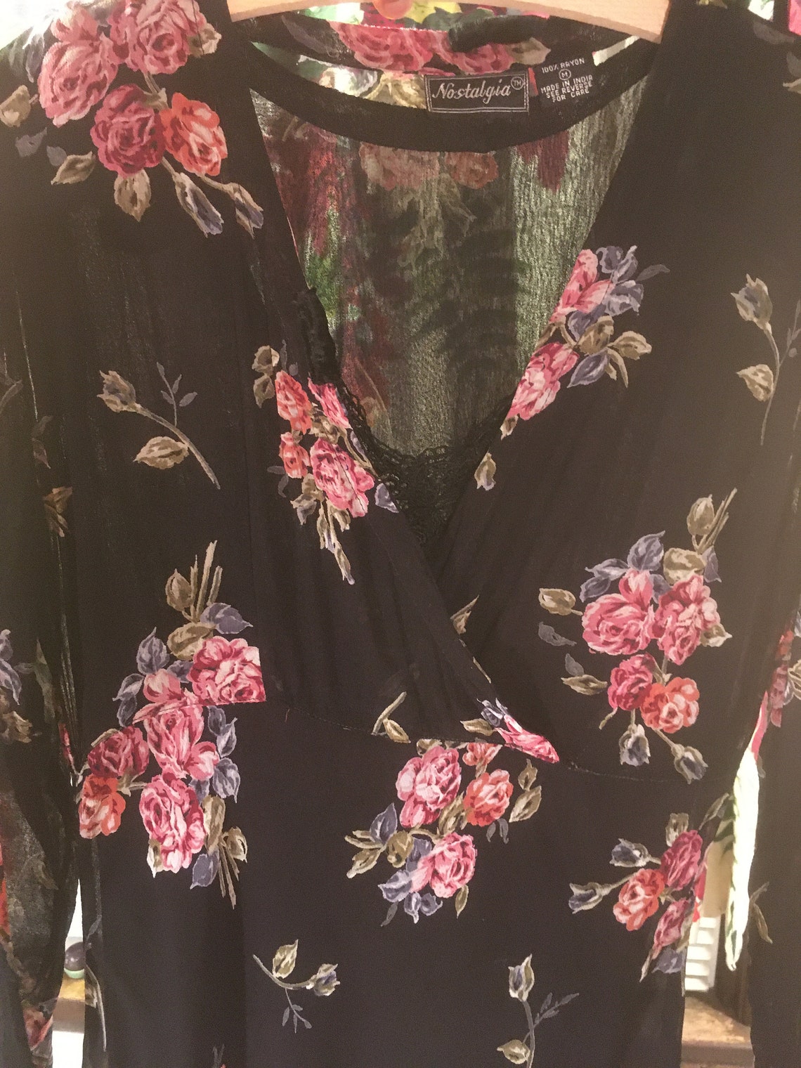 Vintage 90s Starina Rayon Floral Empire Waist Long Sleeve Maxi - Etsy