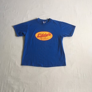 vintage 90s eddys groceries olympia wa 1990s westside corner store hanes beefy t pre shrunk cotton blue L