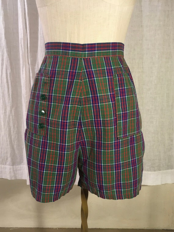 vintage 40s womens plaid high waist sanforized co… - image 1