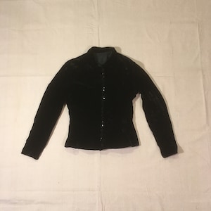 vintage 30s black crushed velvet button up blazer 1930s women&#39;s evening jacket