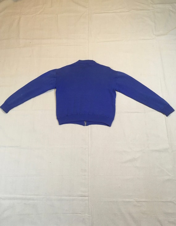 Vintage 20s Italia Zip up Mock Neck Blue Cardigan Sweater Viralta