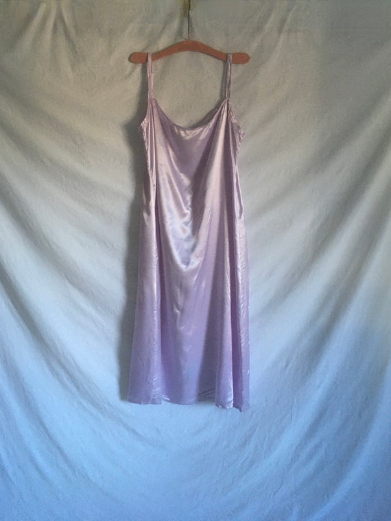 vintage 90s handmade light purple satin slip dres… - image 1