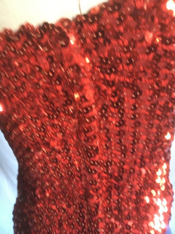 vintage 70s red sequin tube top 1970s fashion dis… - image 5