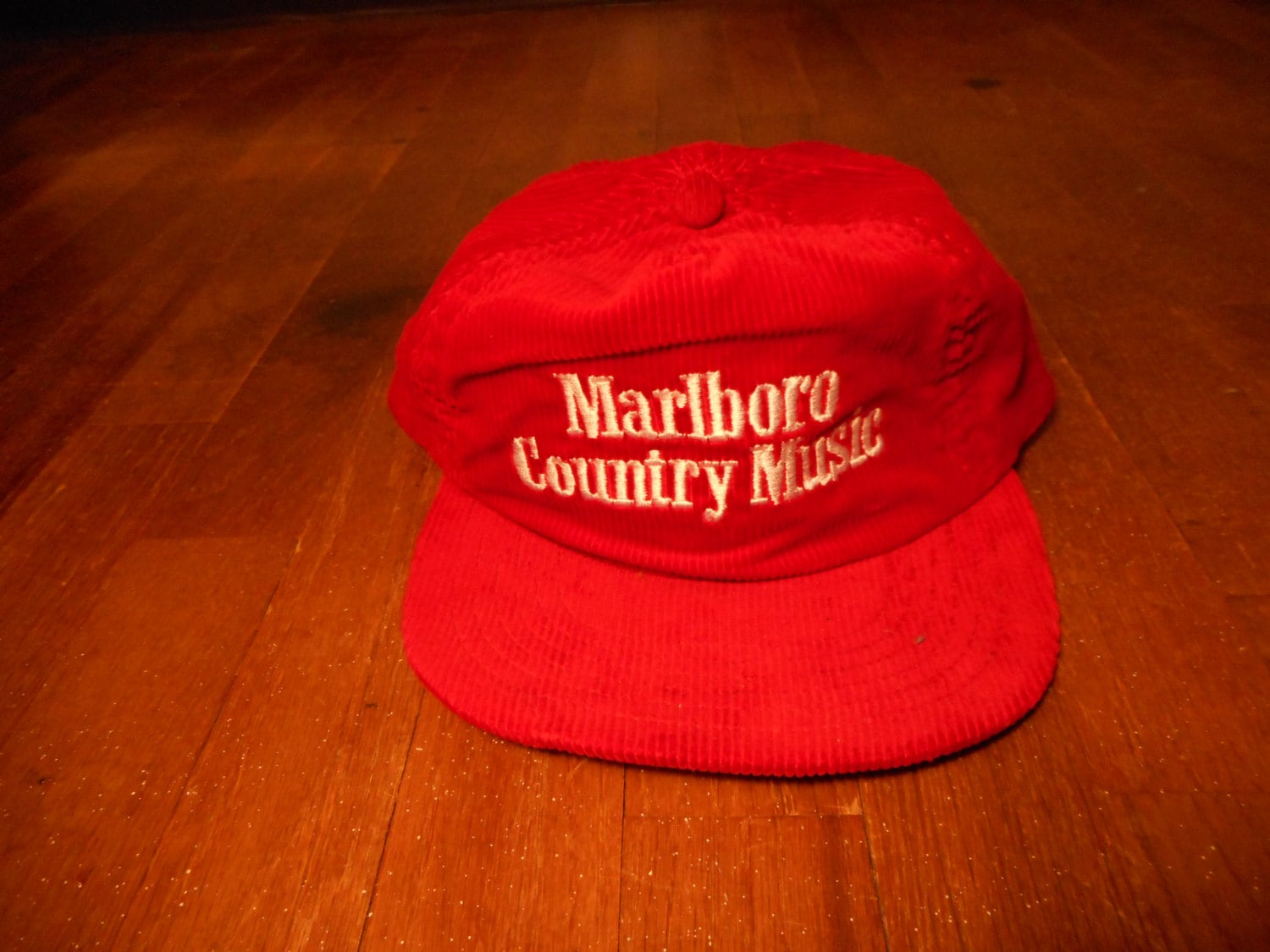 Vintage Marlboro Country Music Red Corduroy Snap Back Trucker Cap