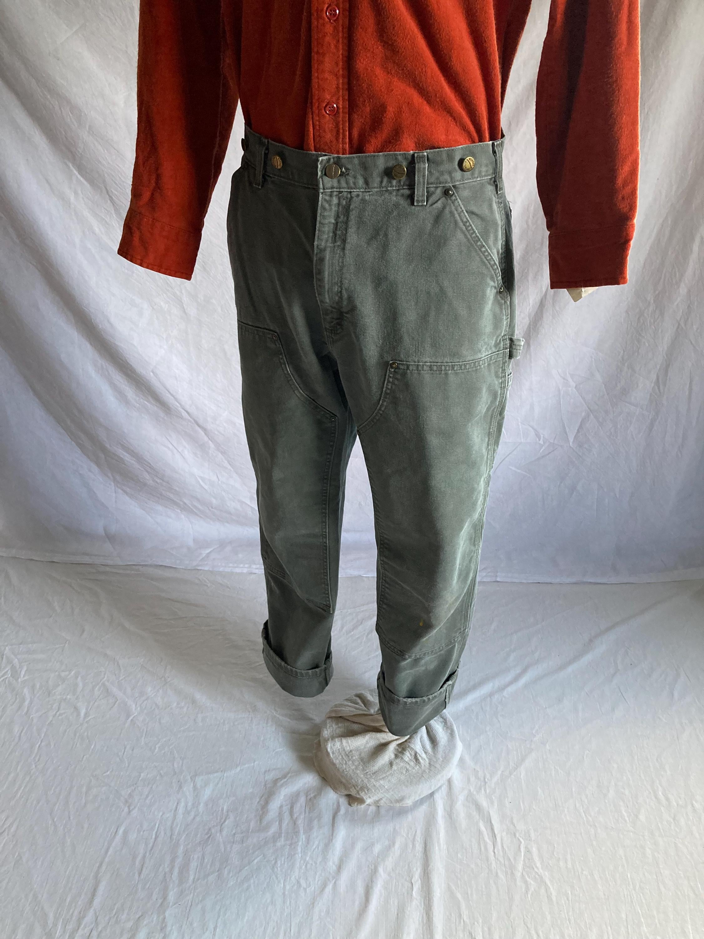 Vintage 90s Carhartt Double Knee Mos Green Dungarees 34 X 30
