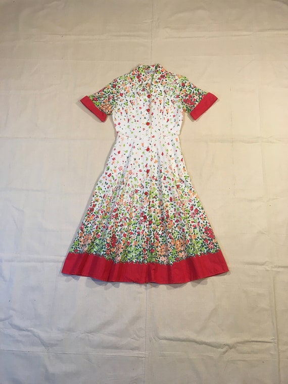 vintage 50s tailored by Joan Iris floral red butto