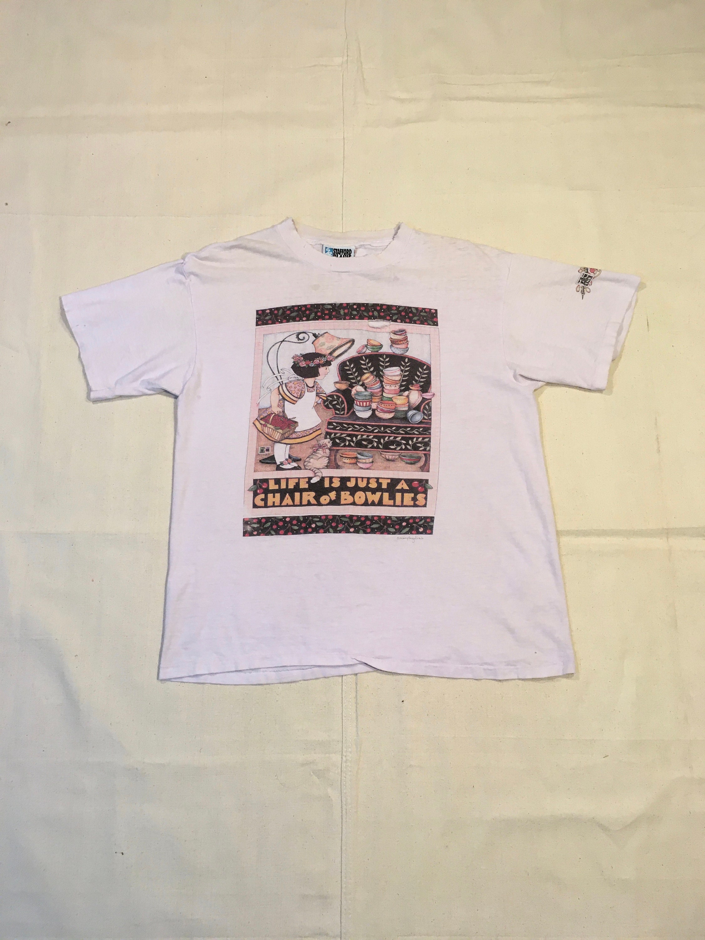 Vintage 90s Life is Just a Chair of Bowlies Mary Engelbreit T