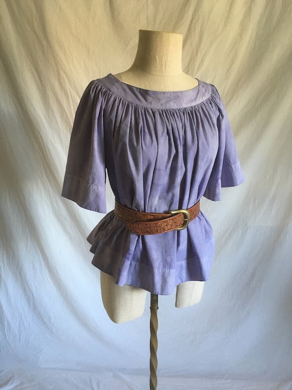 vintage 50s surplice hand dyed pleated cotton blou