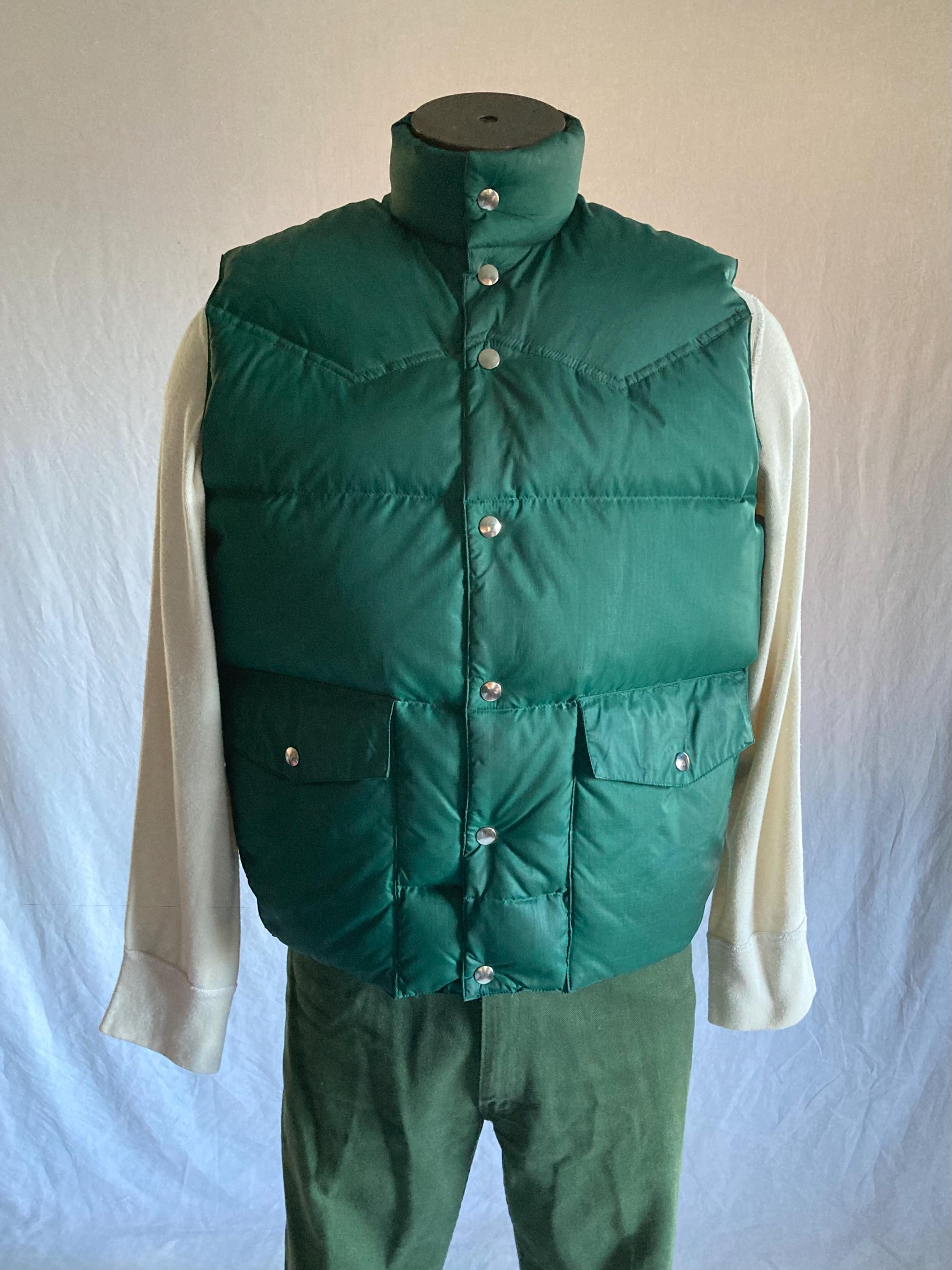Vintage 70s Forester Down Vest FV-200 Puffer Reversible Green Made