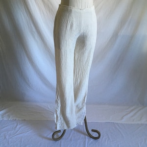 vintage 90s side zip texuterd wide leg slacks womens trousers pants embroidered leg