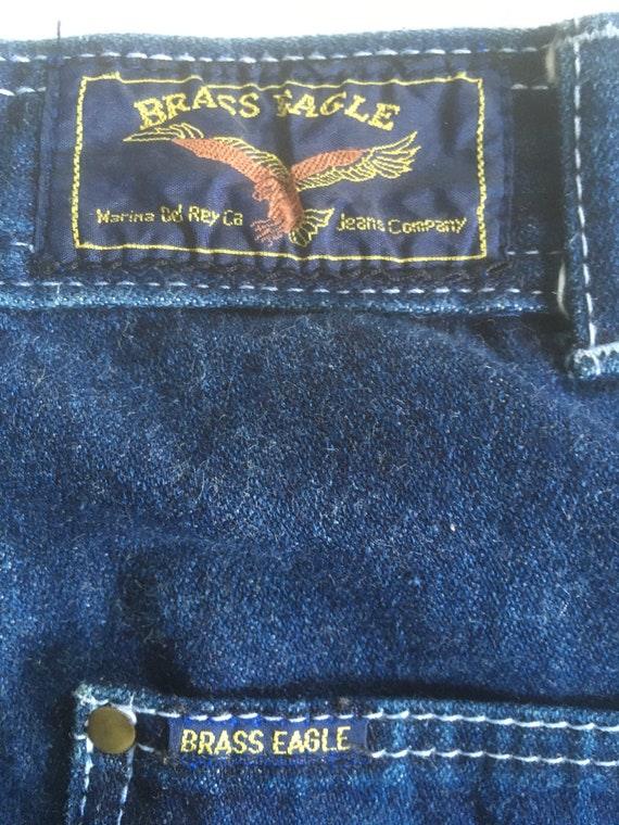 vintage 70s womens blue jeans high waist brass ea… - image 9