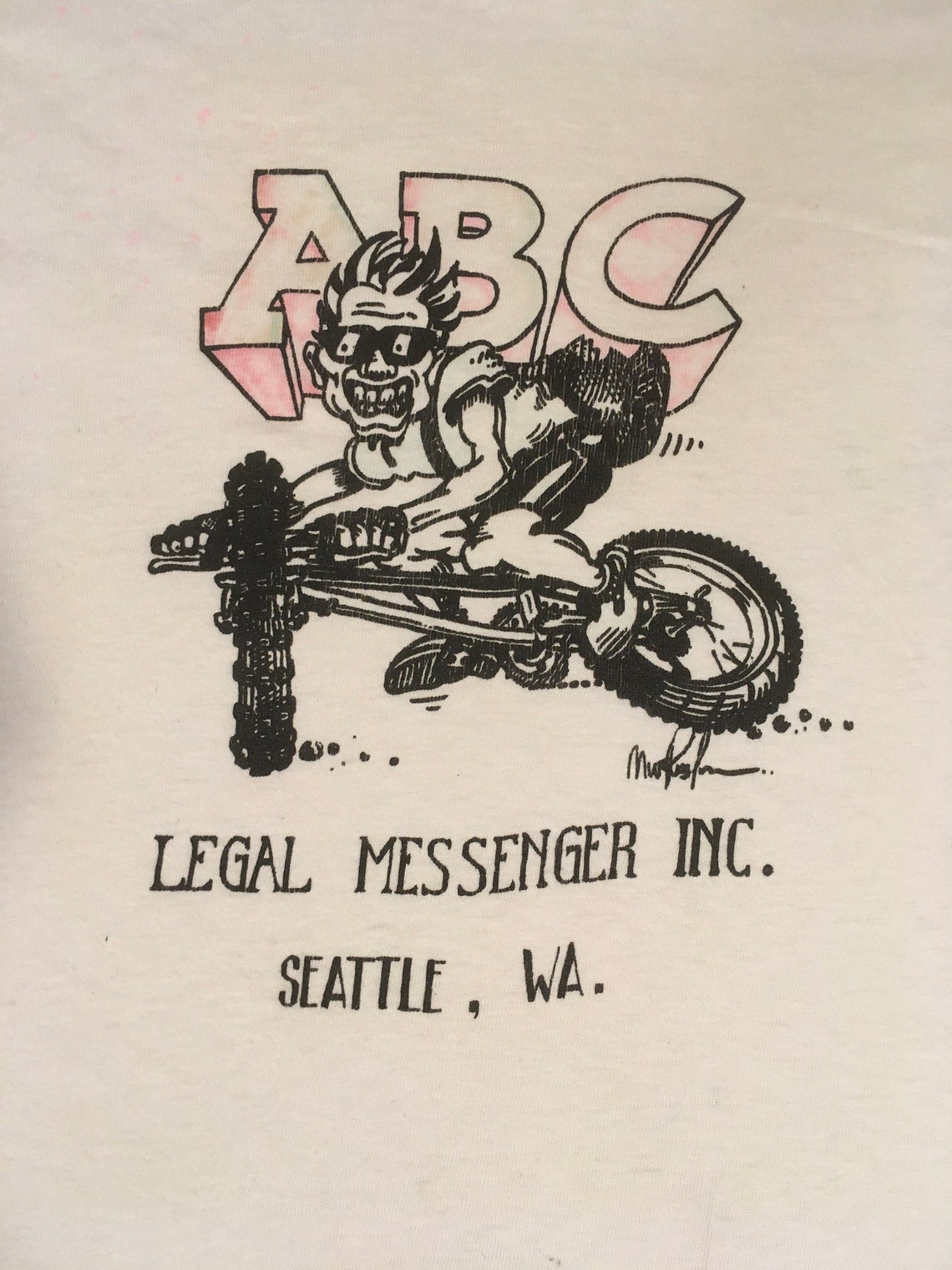 vintage 80s abc legal bike messanger seattle hand drawn hanes image 2