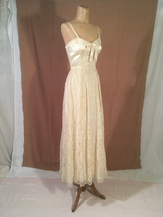 vintage 70s gunne sax jessica ivory white satin f… - image 4